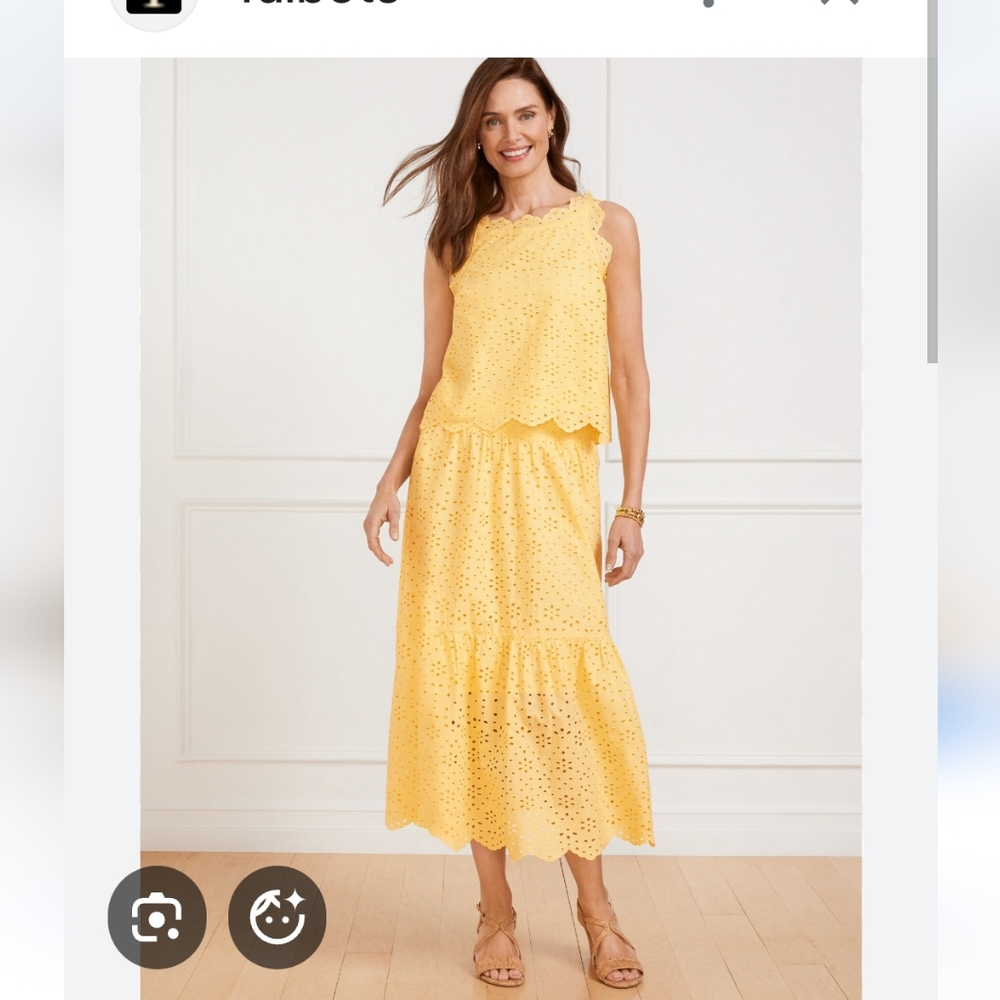 Yellow Eyelet Sleeveless Shell and Skirt Set NWT
